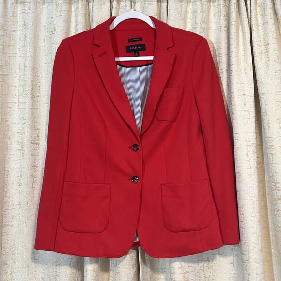 Talbots Aberdeen Suit Blazer Jacket Lovely Red Double Button Women’s Size 4 Nice - Picture 1 of 7